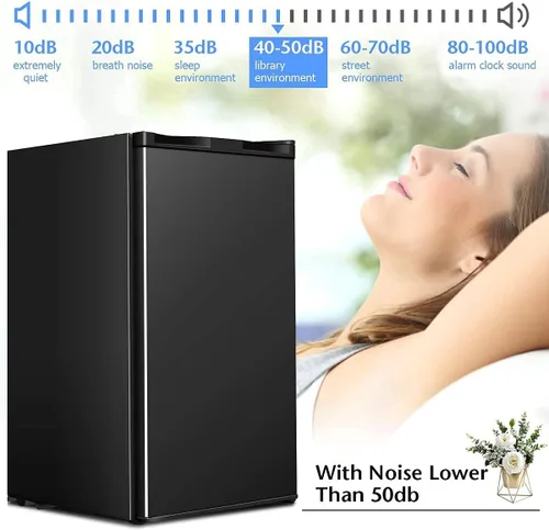 Vista 4 de MAT EXPERT - Mini refrigerador de 3.2 pies cúbicos, compresor compacto con puerta individual reversible, termostato ajustable y bajo ruido, mini