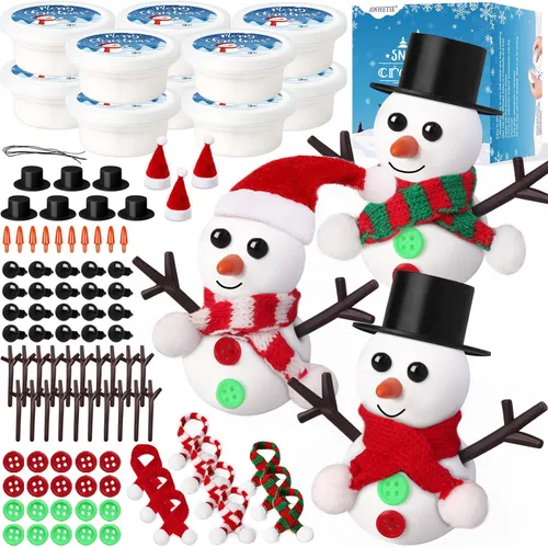 Paquete de 10 Rellenos de Medias para Niños, Manualidades Navideñas para Niños a Granel, Kit de Manualidades de Muñeco de Nieve Arcilla Modeladora,
