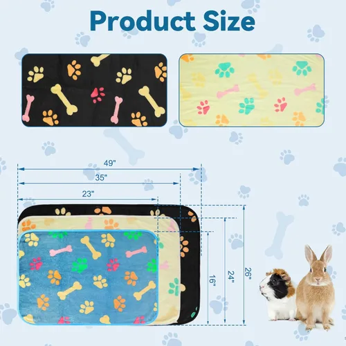 Vista 2 de YUEPET Paquete de 3 mantas impermeables de conejillo de indias, lavables para animales pequeños, forro polar suave para mascotas, cobayas, ropa