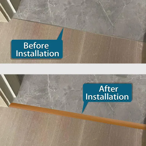 Vista 3 de Tira de transición de suelo de 1.57 pulgadas, tira de transición de vinilo plano autoadhesiva con respaldo fuerte, grano de madera de 1.6 in, 3.28