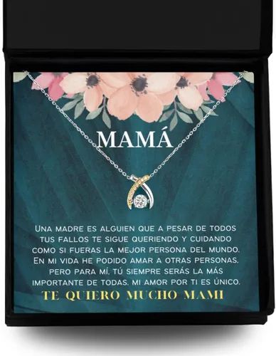 Vista 10 de Collar para mamá con mensaje personalizado, regalo de aniversario de boda o Navidad, cadena de mujer