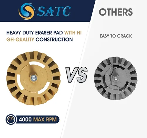 Vista 3 de S SATC Rueda de borrador de 4 pulgadas, 1 paquete con adaptador, rueda de goma para eliminar taladros, adhesivos, calcomanías de rayas