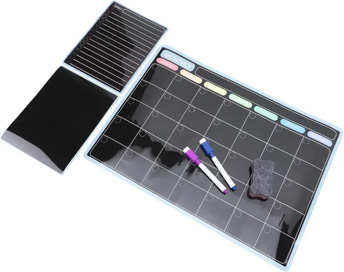 Vista 3 de 3 in 1 Magnetic Dry Erase Board Planner Set, with 8 Color Markers, Eraser, for Fridge