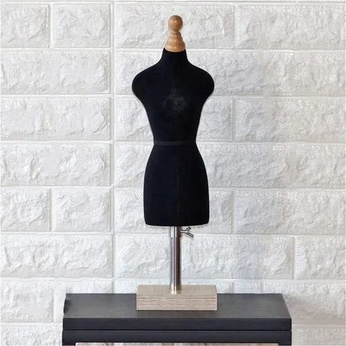 Vista 8 de Black Female Dress Form Mannequin Torso with Wooden Base Stand - Ideal for Sewing, Dressmaking, Tailoring, and Crafting - 1/3 Scale Adjustable Body