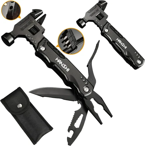 Vista 8 de HANSHI Llave Ajustable Mejorada Martillo Multiherramienta con Cortadores de Alambre Reemplazables de Acero de Tungsteno YG10 para Hombres, Cuchillo