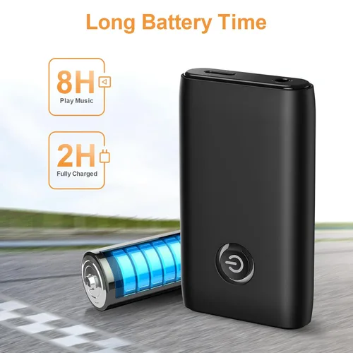 Vista 4 de JXTZ Adaptador Bluetooth auxiliar para automóvil, receptor transmisor Bluetooth 2 en 1, adaptador inalámbrico portátil, receptor de audio auxiliar