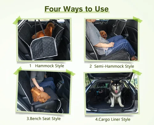 Vista 8 de Pecute Funda de asiento trasero de automóvil, hamaca impermeable lavable para asiento de perro con cinturón para perro, ventana de visión, bolsillo