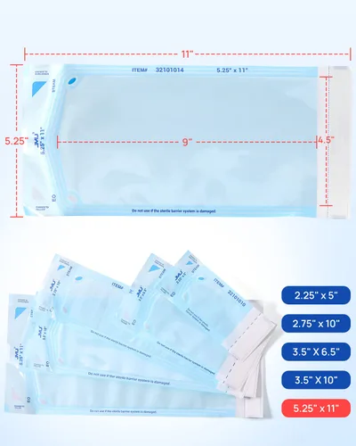 Vista 6 de JMU 200 bolsas de esterilización autosellantes, bolsas de autoclave de 5.25 x 11 pulgadas (5.25 x 10)