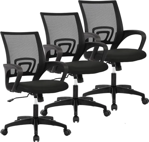 Vista 21 de Meet perfect Silla de oficina con respaldo medio, moderna silla ejecutiva de escritorio para computadora, silla giratoria con ruedas, silla Negro