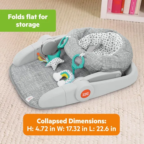 Vista 8 de Bright Starts Learn-to-Sit Asiento de suelo para bebé, 2 posiciones para crecer con bebé, silla de bebé portátil, incluye juguetes sensoriales