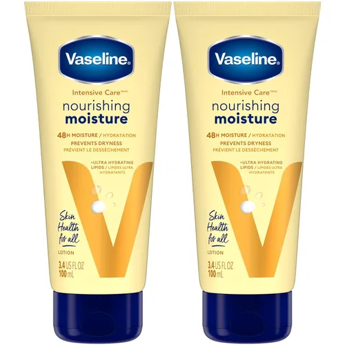 Vaseline Loción, Cuidado Intensivo Humectación Nutritiva Paquete de 2 – Humectante con Extracto de Avena + Lípidos Ultra-Hidratantes para Sanar la