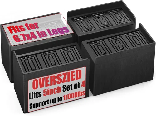 Vista 10 de MYMULIKE Elevadores de cama de 3 pulgadas, 11000 libras, resistentes, rectangulares de gran tamaño, elevadores de muebles de apertura ancha