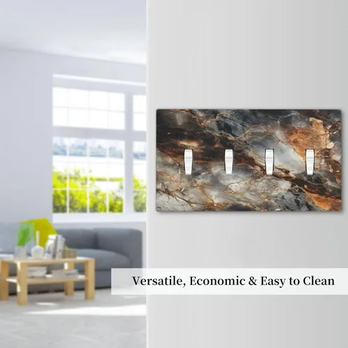 Vista 451 de Cubiertas de salida de impresión de líneas doradas de granito de mármol marrón, 1 palanca y 1 combinación basculante, placa decorativa de pared