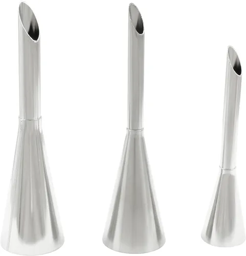 Vista 2 de Hitefu 3 puntas de boquilla de glaseado de crema, puntas largas de acero inoxidable para decoración de tartas, herramienta de punta de relleno