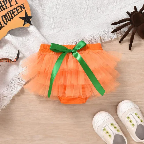 Vista 5 de fioukiay Conjunto de ropa de Halloween para niñas recién nacidas, conjunto de 4 piezas, mameluco y pantalones cortos