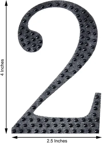 Vista 3 de Efavormart - Calcomanías de número 2 con diamantes de imitación autoadhesivas de 4 pulgadas para manualidades, arte de manualidades, decoración