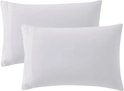 Clara Clark Fundas de almohada de tamaño estándar – Funda de almohada ultra suave, fundas de almohada de microfibra ligera tamaño Queen – Juego de 2