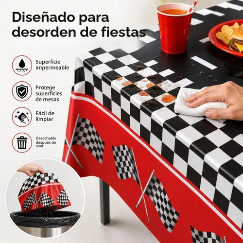 Vista 9 de Mantel de plástico desechable de cereza guepardo, paquete de 3, 54 Cereza Negro