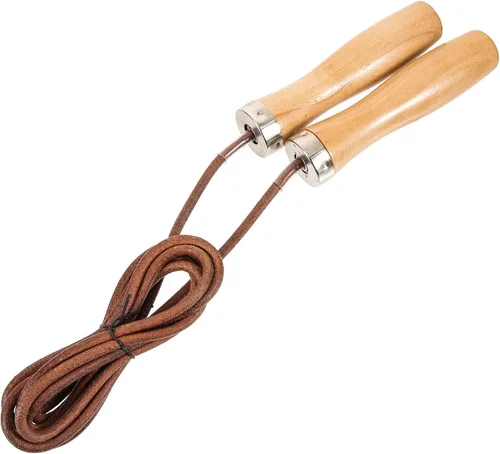 NOLITOY Weighted Leather Jump Rope with Smooth Wooden Handles Indoor Outdoor Fitness Skipping Rope for Physical Education and Strength Training
