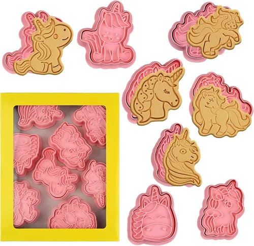 Vista 18 de Juego de 8 cortadores de galletas de animales con émbolo, 8 piezas de cortadores de estampado de animales 3D para moldes de galletas y queso