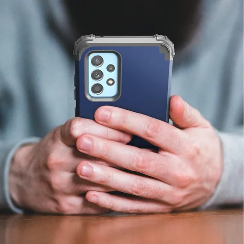 Vista 7 de IDweel Funda para Galaxy A52 5G con protector de pantalla de vidrio templado, híbrida 3 en 1, a prueba de golpes, resistente, cubierta de Azul