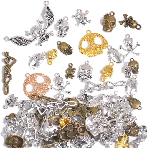 Vista 16 de stino 100 G Mixed Style Metal Charms for Jewelry Making, Bulk Silver & Gold Plated, for Bracelet, Necklace, Earrings DIY Crafts