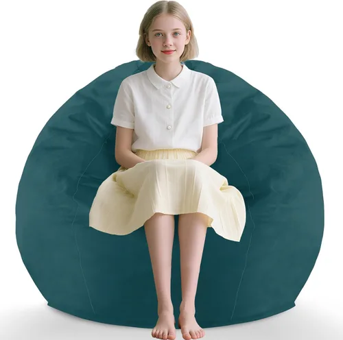 Vista 72 de Puf de 5 pies, puf grande con relleno de espuma viscoelástica, sofá puff esponjoso con funda de terciopelo holandés, puf redondo para sala de estar