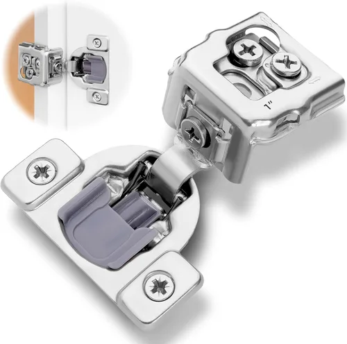 Decobasics Paquete de 2 bisagras de gabinete de cierre suave, superposición de 1 pulgada para puertas de gabinetes de cocina, bisagras ocultas
