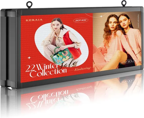 P10 Señales LED programables a todo color para exteriores de 39 x 14 pulgadas con WIFI, pantalla LED de desplazamiento programable, textos e