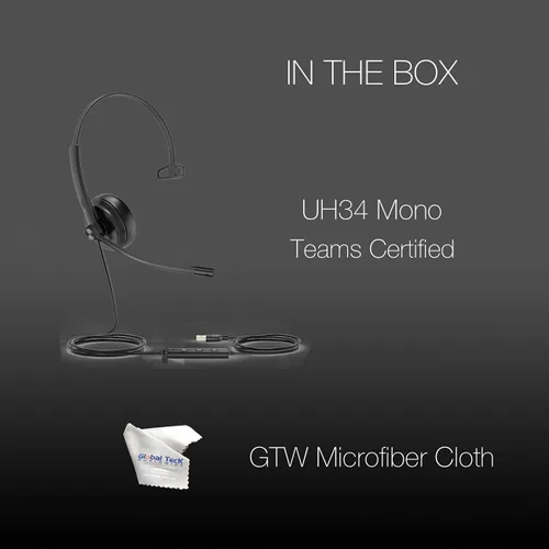 Vista 3 de Global Teck Worldwide GTW Yealink UH34 Mono Teams - Auriculares con cable certificados (USB-C), se conecta al escritorio, PC/Mac, softphones