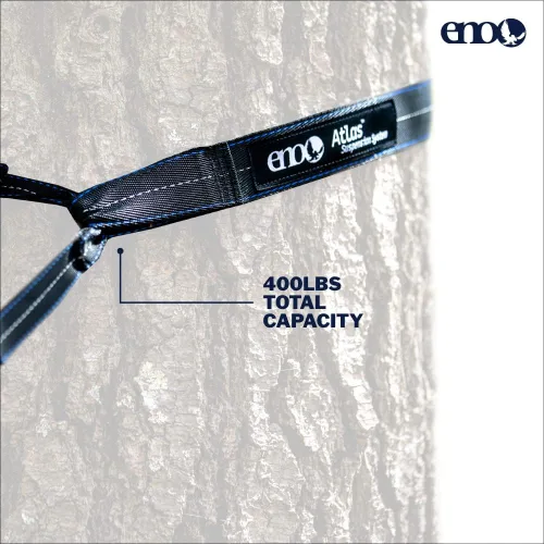 Vista 6 de ENO Sistema de suspensión Atlas - Correa de árbol para hamaca - Accesorios para camping, senderismo y mochilero - Negro/Royal