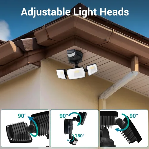 Vista 9 de USTELLAR Luces LED de seguridad de 55 W, luz con sensor de movimiento con control remoto, luces de inundación LED para exteriores, del atardecer al