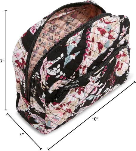 Vista 6 de Vera Bradley Bolsa organizadora de maquillaje cosmético grande de algodón para mujer