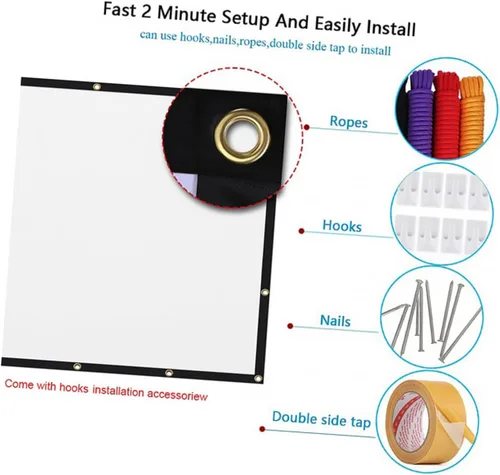 Vista 9 de Foldable Portable Projector Screen for Outdoor Use High-Definition Coating Lightweight Compact Projection Screen for Camping Home Theater