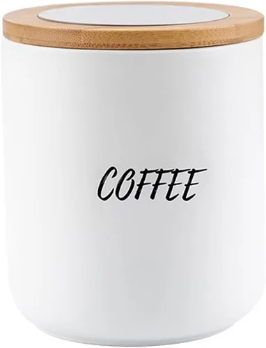 Vista 14 de Sello de almacenamiento de alimentos de cerámica de color puro Pot Spice Jar Sugar Bowl con tapa de bambú-café-negro