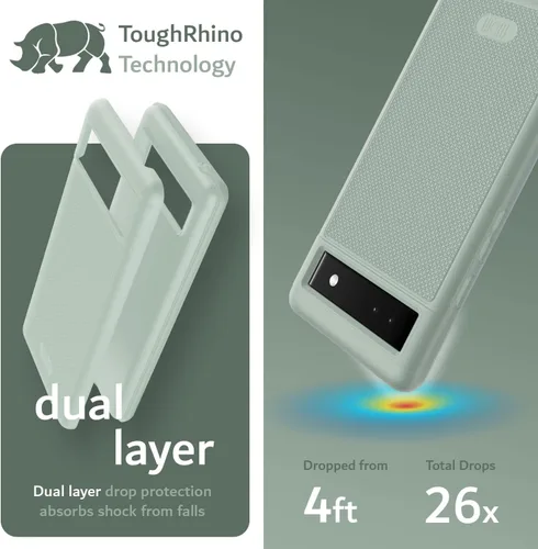 Vista 3 de TUDIA MergeGrip [grado militar] Funda protectora para Google Pixel 6a (2022), [probada en caídas], de doble capa, a prueba de golpes, delgada, Green