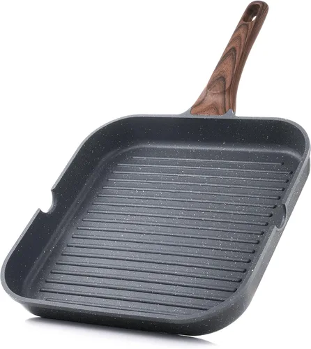 Vista 9 de Sensarte - Sartén antiadherente dividida para estufas, sartén versátil de 3 secciones para desayunos, parrilla cuadrada duradera, sartén para Gris