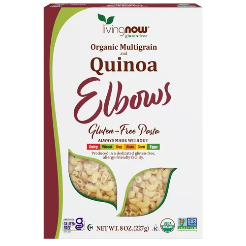 NOW Foods, Macarrones orgánicos de quinua, sin gluten, sin maíz, pasta de codo sin OMG, 8 onzas