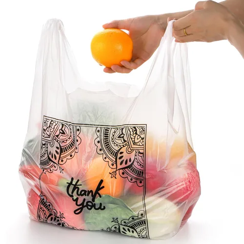 Vista 4 de WUWEOT 500 bolsas para camisetas de agradecimiento, bolsas de plástico para comestibles, 15 bolsas de transporte de tamaño supermercado con asa