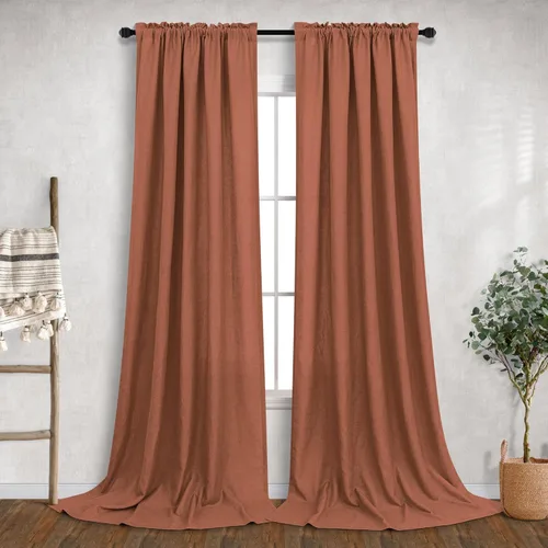 Vista 64 de Mrs.Naturall Cortinas azul marino de 90 pulgadas de largo para sala de estar, juego de 2 paneles con bolsillo para barra, cortinas reductoras
