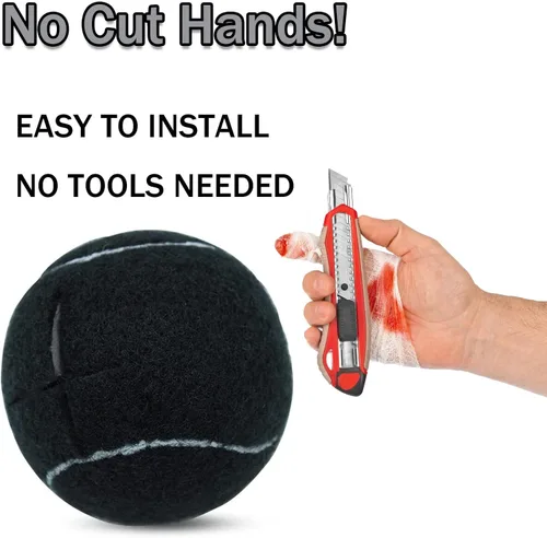 Vista 4 de Magicorange 4 pelotas de tenis precortadas para patas de muebles y protección del suelo, almohadillas de fieltro resistentes y duraderas