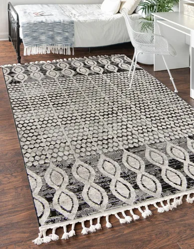 Vista 17 de Rugs.com Cherokee Collection - Alfombra alta negra de 2 x 3 pies perfecta para entradas, cocinas, rincones de desayuno, piezas de acento
