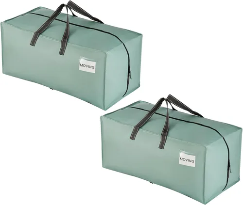 Vista 29 de VENO Paquete de 2 bolsas de mudanza, correas de mochila, mudanza, cajas de almacenamiento universitario, con tapas, resistentes, extragrandes, asas