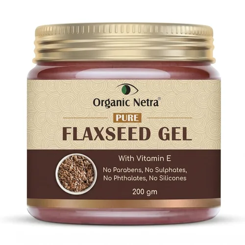Organic Netra Gel de linaza pura con vitamina E para cabello y piel, fortalece y nutre la salud del cabello y la piel, seguro y suave para todo tipo