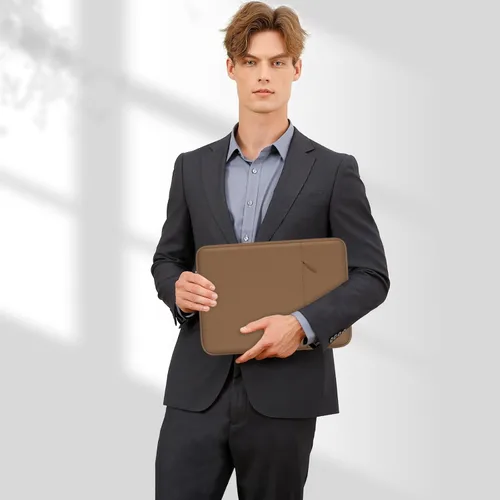 Vista 244 de MOSISO Funda vertical de poliéster con bolsillo para laptop de 13 pulgadas, para computadora MacBook Air M4, M3, M2 y M1 de 2025 a 2018 y Pro M2