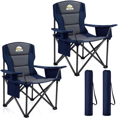 Vista 13 de Sillas de campamento de gran tamaño, paquete de 2 – Silla de campamento plegable resistente de 450 libras, sillas plegables para exteriores anchas