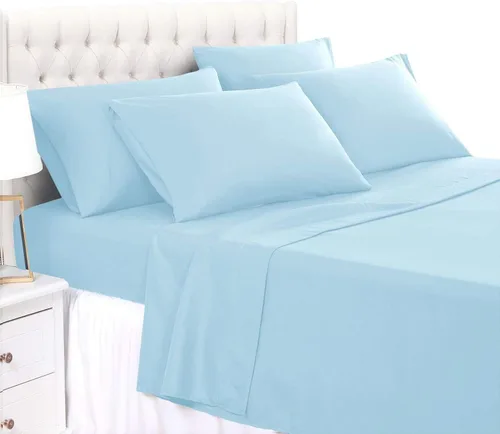 Vista 14 de Juego de 4 sábanas individuales de 800 hilos, 100% algodón orgánico suave y suave, juego de sábanas para cama de una sola capa, hotel de calidad