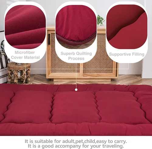 Vista 104 de Colchón futón japonés de piso gris constelación, de piso tatami, portátil, para acampar, para niños, sofá cama plegable enrollable con protector