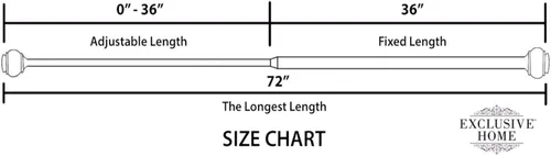 Vista 3 de Exclusive Home Torch - Barra de cortina de 1 pulgada y juego de remates a juego, plata mate, ajustable de 36 a 72 pulgadas