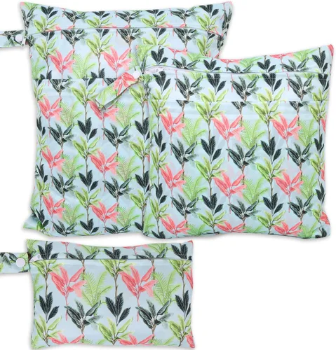 Vista 12 de 3 bolsas de tela para pañales húmedos y secos, impermeables, reutilizables, con 2 bolsillos con cremallera y asa, bolsas de lavandería lavables